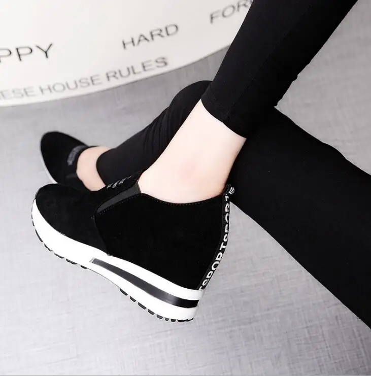 Cheap XDA 2019 Flock New High Heel Lady Casual black Red Women Sneakers Leisure Platform Shoes Breathable Height Increasing Shoes