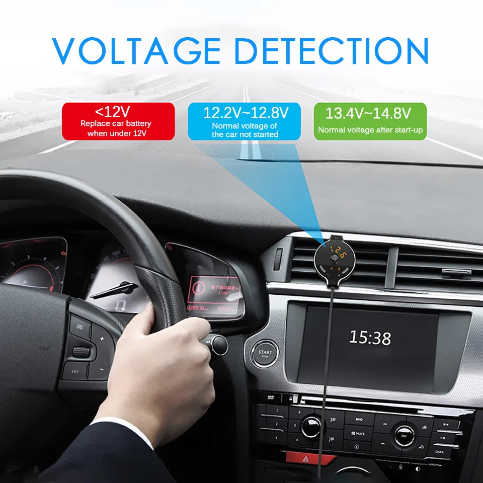 Bluetooth FM Transmitter Wireless Bluetooth FM Modulator Handsfree Car Kit 3.5mm Bluetooth Aux Car MP3 Player TF USB Car Charger (1)