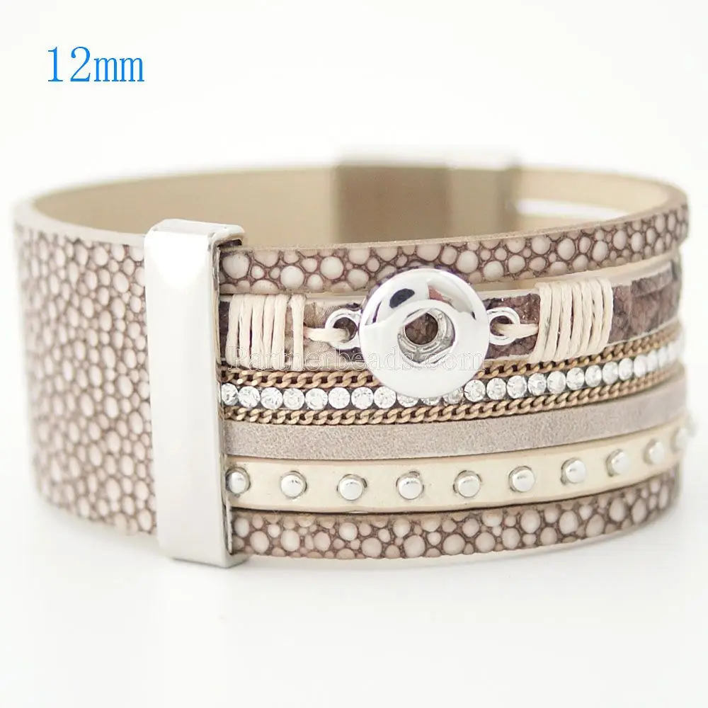 

Newest Design Snap Bracelet&Bangles Plated Charm Bracelets For Women Fit 12mm Partnerbeads Snaps Button Jewelry KC0204-S