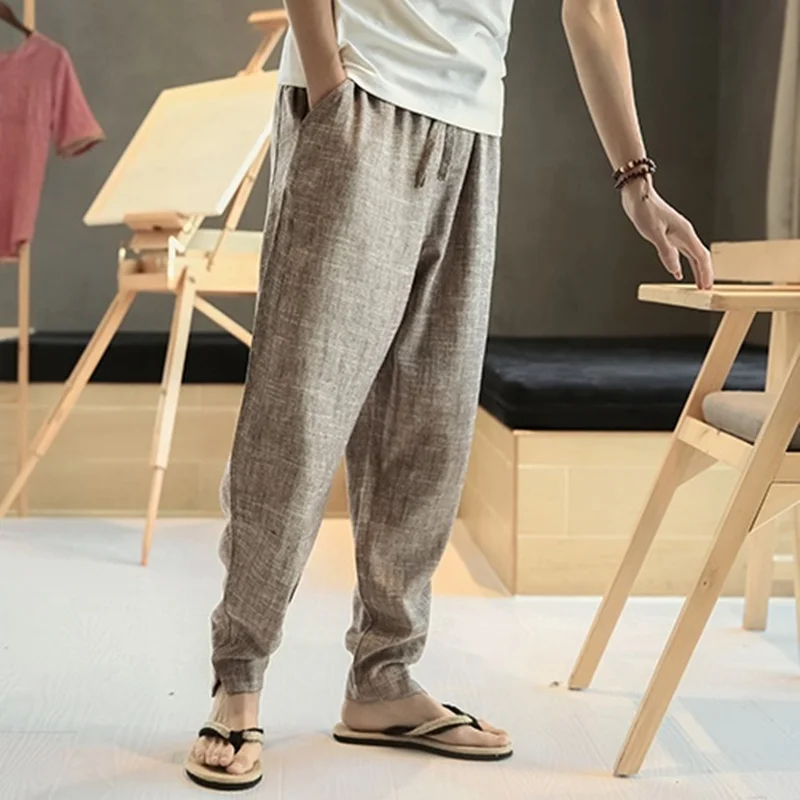 

Mens lightweight summer pants traditional chinese pants linen pants men TA114