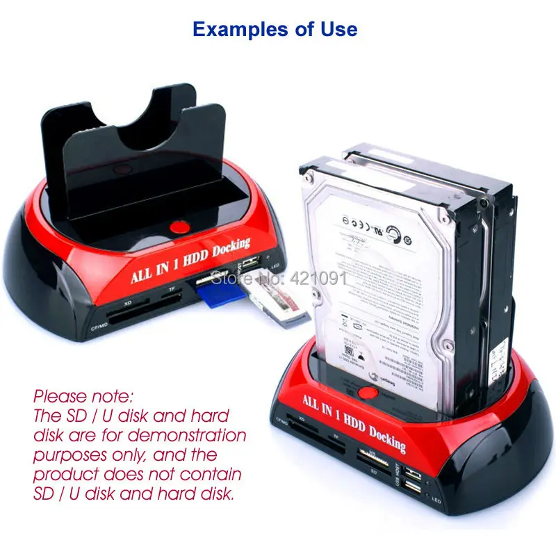 2.5 3.5 Inch IDE SATA Hard Drive Base with Card Read 08