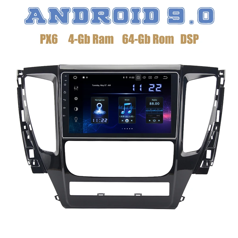 

10.2" IPS screen for mitsubishi pajero sport 2017 2018 PX6 Android 9.0 Car GPS Radio player DSP 4+64GB wifi 4g usb Auto Stereo