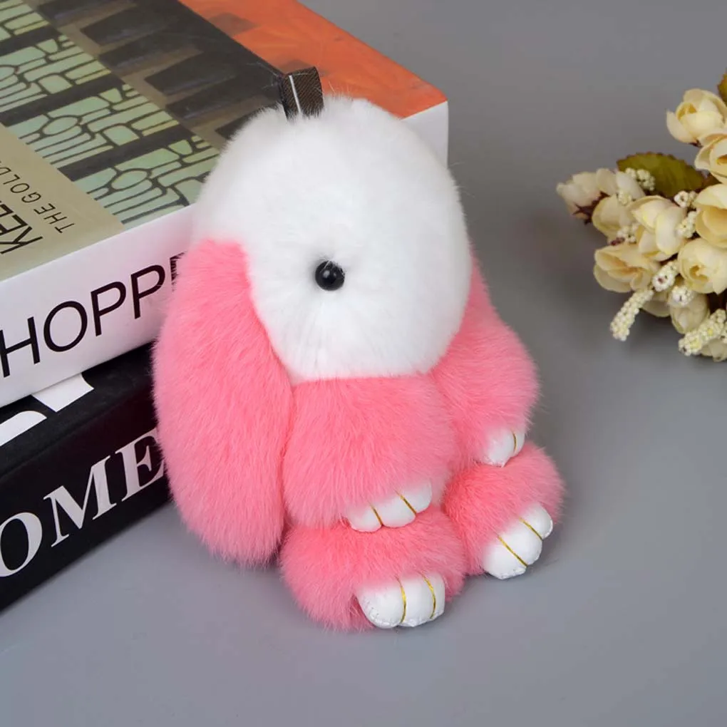

13cm Rex Rabbit Doll Key Chains Bunny Rabbit Pompom Fur Keychain Handbag Doll stuffed plush totoro doll plush toy kawaii anime