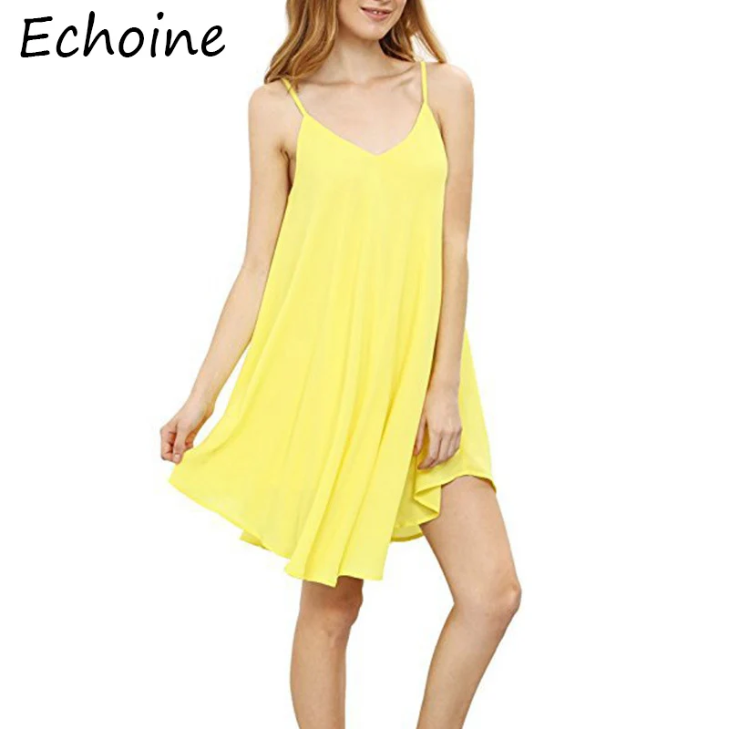 

Echoine Sexy Spaghetti Straps Cross Bandage Dress Sleeveless Women Summer Beach Dress Vestidos Plus Size S-XXL