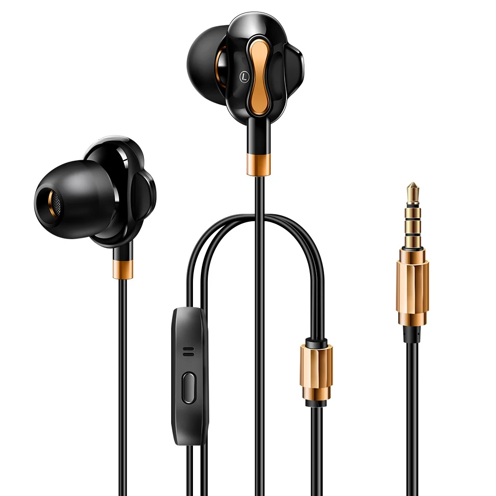 

LOPPO Graphene diaphragm Earphones Double drive In-ear Earbdus with micophone Universal For phone samsung xiaomi huawei iphone