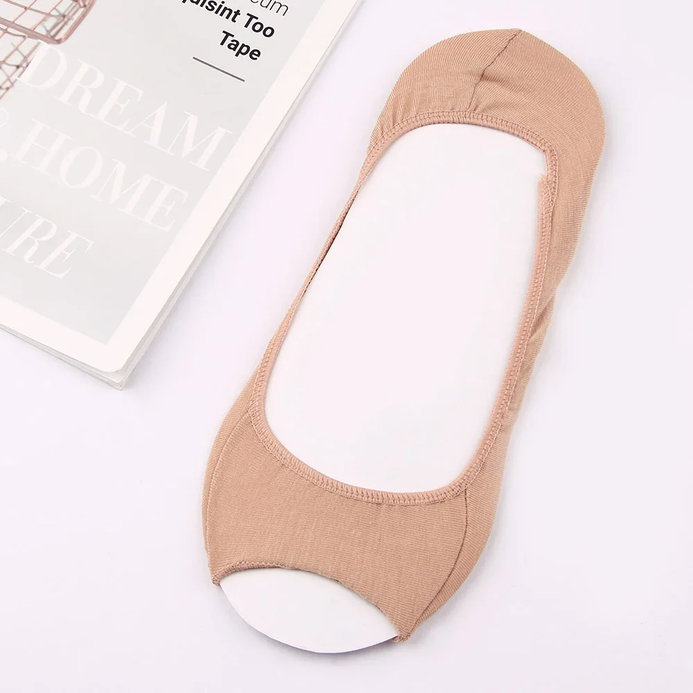 1 Pair Fashion Open Toe Hidden Boat Socks Breathable Ladies Socks Invisible Slippers Non-slip Socks Shallow Mouth Socks
