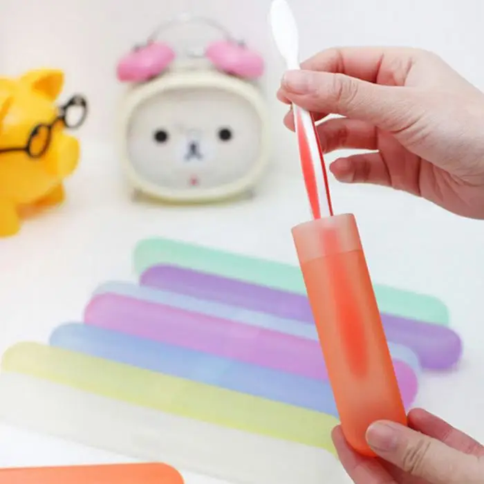 4 Pcs Portable Travel Camping Toothbrush Protect Holder Candy Color Case Cover Box-MS