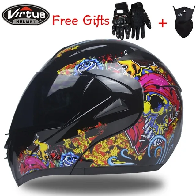 

Top quality new fashion flip up motorcycle helmet dual visor system full face helmet fit for men women S M L XL available X