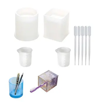 

1 Set Epoxy Resin Silicone Molds, Large Art Resin Molds for Coaster/Ashtray/Flower Pot/Pen Candle Soap Jewelry Holder,Includes R