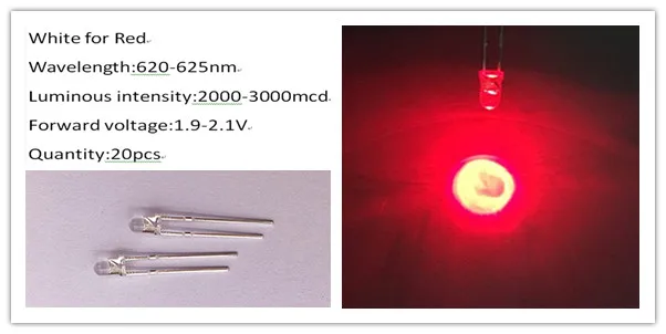 200 шт. (10 видов цветов * 20 штук) 3 мм светодиодный Диод Ultra Bright Ассорти комплект DIY белый зеленый красные, синие желтый оранжевый розового и