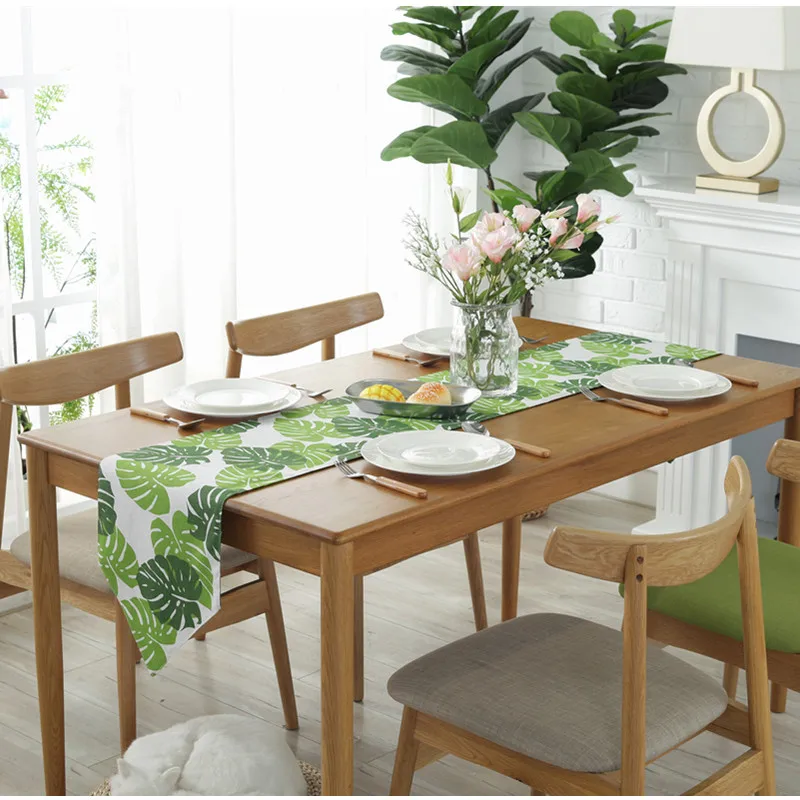 Зеленый лист полозья стола хлопок белье Европейский чай дорожка Современные вечерние украшения дома