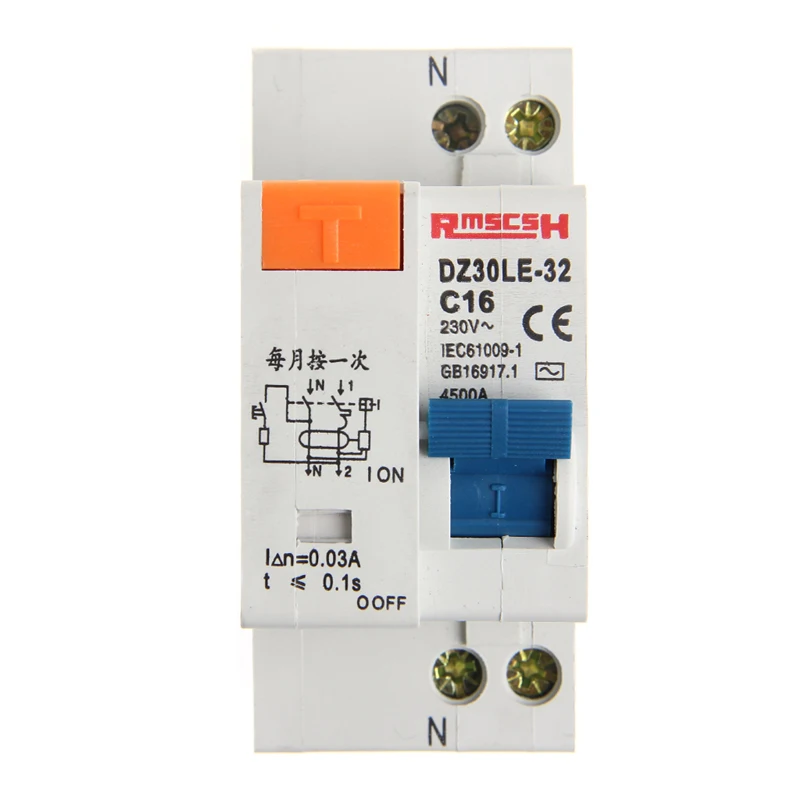 DPNL 16 А 230 В 50 Гц/60 Гц 1 P + N автоматический выключатель остаточного тока RCBO |
