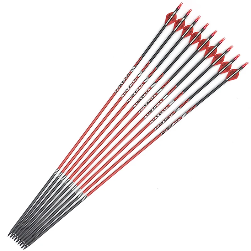 Archery 1K Weave Carbon RED 250 Spine 400 Arrows Explosion Ring Nock