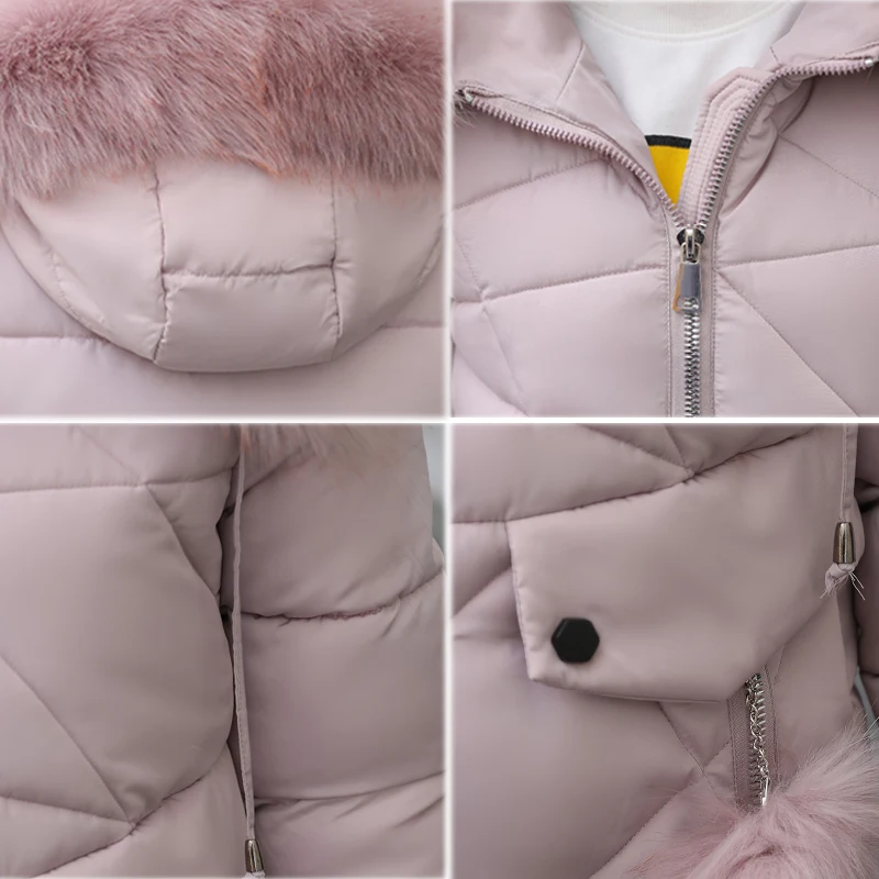 2018 warm thicken big fur collar women winter jacket long with hood outerwear for women coat high quality womens parka long