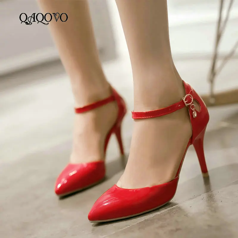 

Women Spring Summer High Heels Sandals Fashion Pointed Toe Buckle Pumps Lady Thin Heel Dress Shoes Women Big Size 34-43