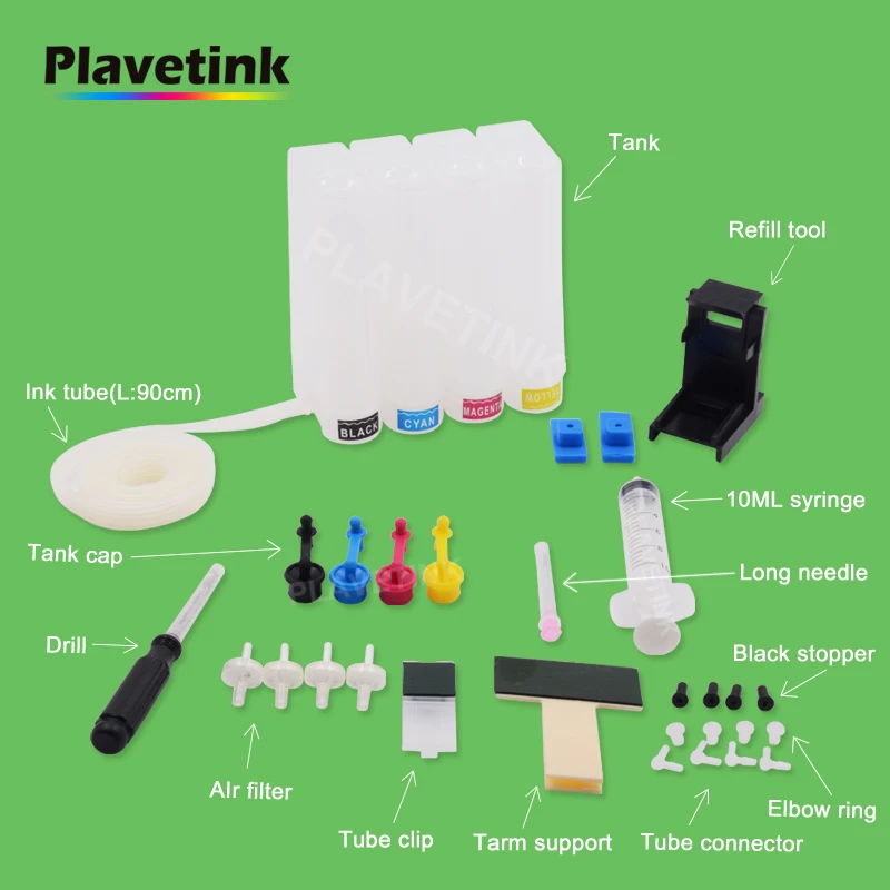 Sistema de Tinta Ciss para Canon Mesmo para hp com Sucção Ferramenta de Recarga Broca e Todos os Acessórios Plavetink Universal Contínua Tanque Faça Você Kit