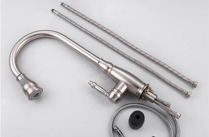 European-style all-copper kitchen black spring faucet telescopic double-outlet sink pulling faucet free shipping European-style all-copper kitchen black spring faucet telescopic double-outlet sink pulling faucet free shipping