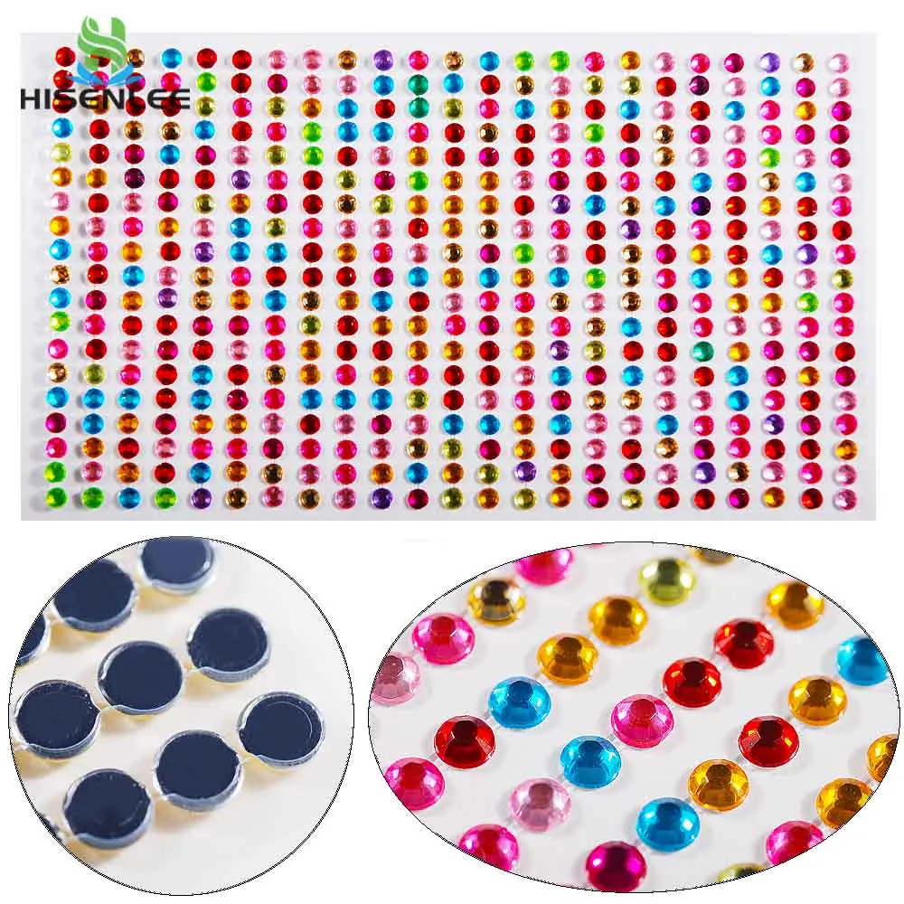 Mixed Colors 437 шт./компл. 5 шт 4 мм красочные круглые акриловые Стразы для ногтей, наносимое самостоятельно чехол для телефона наклейки самоклеящиеся вставить украшения - Цвет: Mixed Colors
