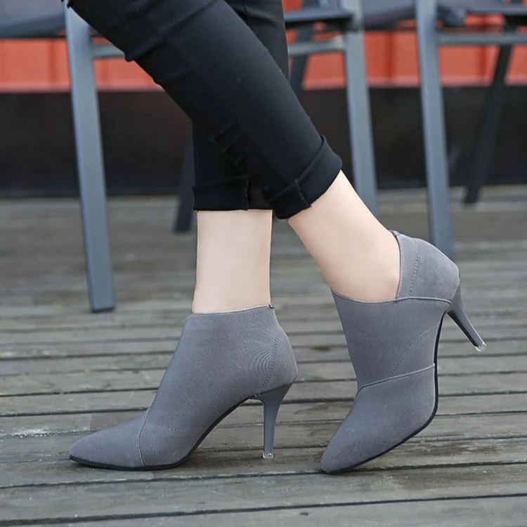 Femelle gris Mode Talons Automne Casual Singe Chaude D'hiver Pointu Bout Outwear Hauts Noir De Équipée 6960 Et Femmes Vente Chaussures Base S6wRqa