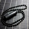 Natural Obsidian Pendant Prajna paramita Sutra Buddha Necklace Pendant With Lucky Beads Chain Fashion Jewelry For Men women 4
