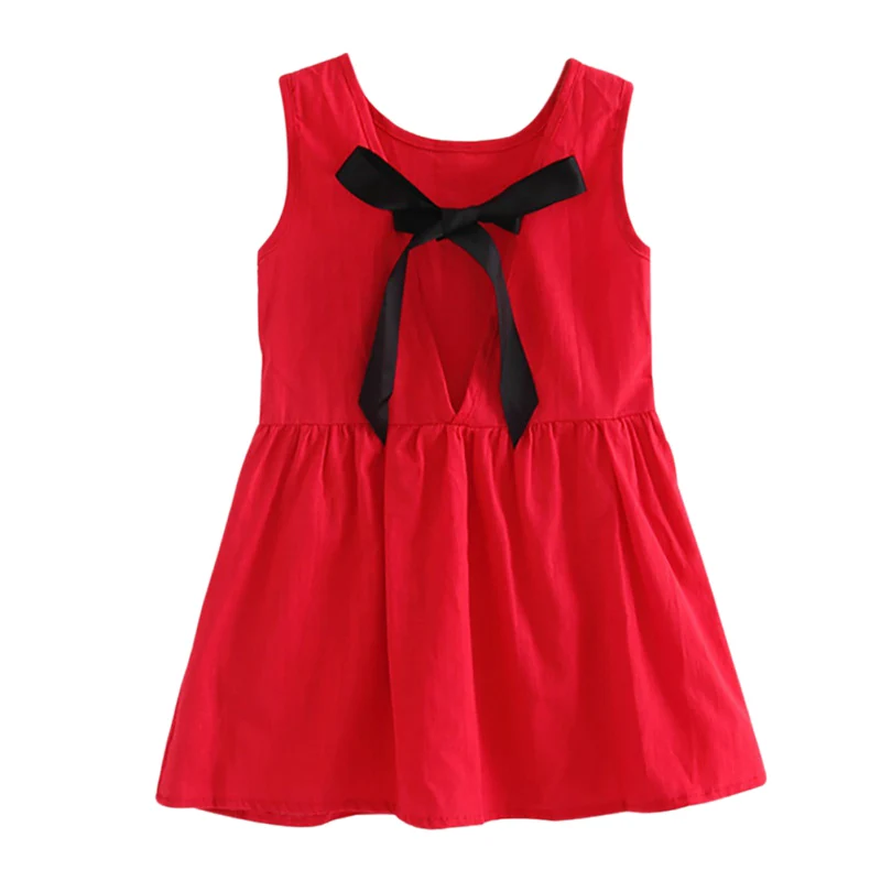 

Summer Cute Baby Girls Dress Backless Lace-Up Vest Princess Dress Heart Print Cotton Linen Print Dresses For Girls 2-6 Ynew