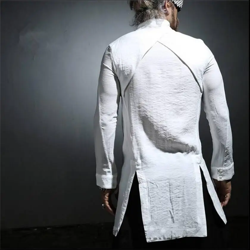 

Spring New Men's Shirts Clothing Fashion DJ Split Hair Stylist Catwalk Style Slim Long Sleeve Shirt Plus Size Singer Costumes