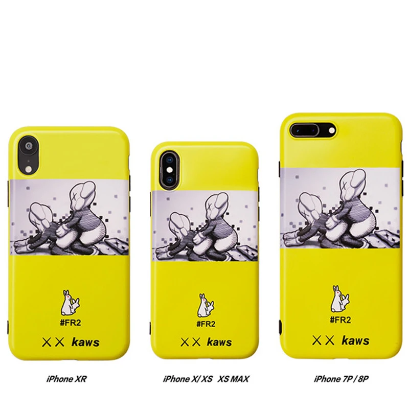 

Tide Brand KAWS Joint Name Fr2 Dirty Rabbiti Phone Cases For iphone 6 6s Plus 7 8 Plus X Max XS XR Soft Silicone Back Cover Case