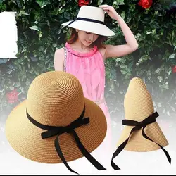 Женская летняя вязаная соломенная шляпа, модная, широкая, повседневная, Пляжная, солнцезащитная, солнцезащитная, УФ-защита, Панама, бант