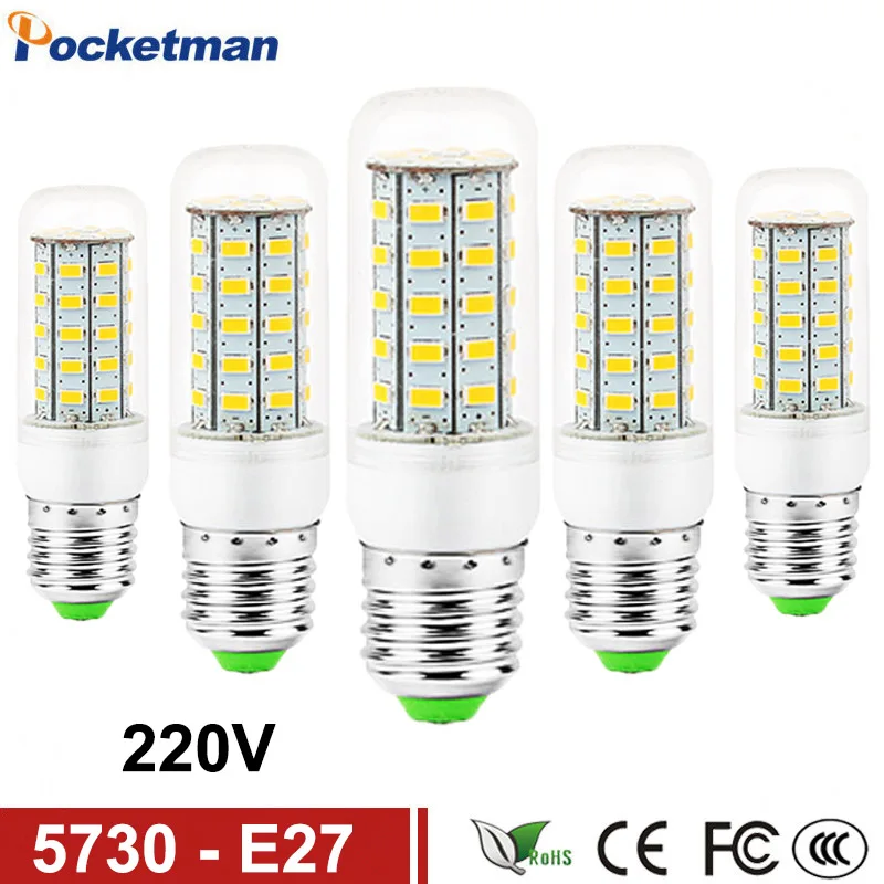 E27 220 В светодиодный лампы 5730 SMD светодиодный лампы E14 Кукуруза 24 36 48 56 69 светодиодный s Bombillas свет лампы лампада свечей украшения дома