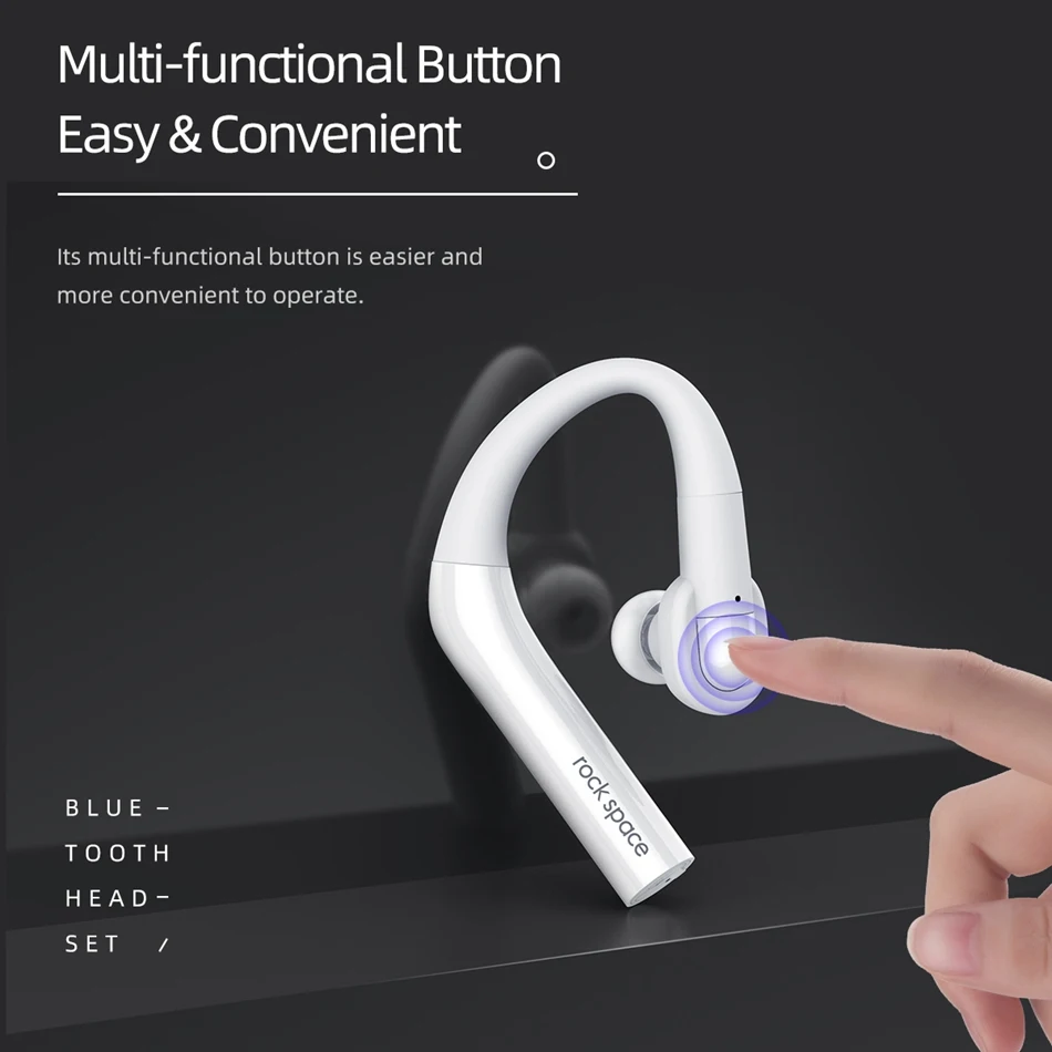 ROCK Bluetooth Earphone for Music Ear-hook Design Wireless Earphones Bluetooth 5.0 Earphone With Mic for iPhone Xiaomi Samsung