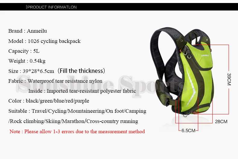 Excellent Anmeilu 5L Outdoor Sport Cycling Backpack Nylon Waterproof Ultralight Road  Bike Travel Bag Running Bicycle Backpack Packs 4