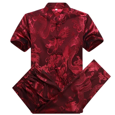 Традиционная китайская одежда для мужчин, брюки, магазин одежды, Китайская традиционная Туника Манн, мужской костюм Тан, cheongsam, Восточный мужской костюм - Цвет: Красный