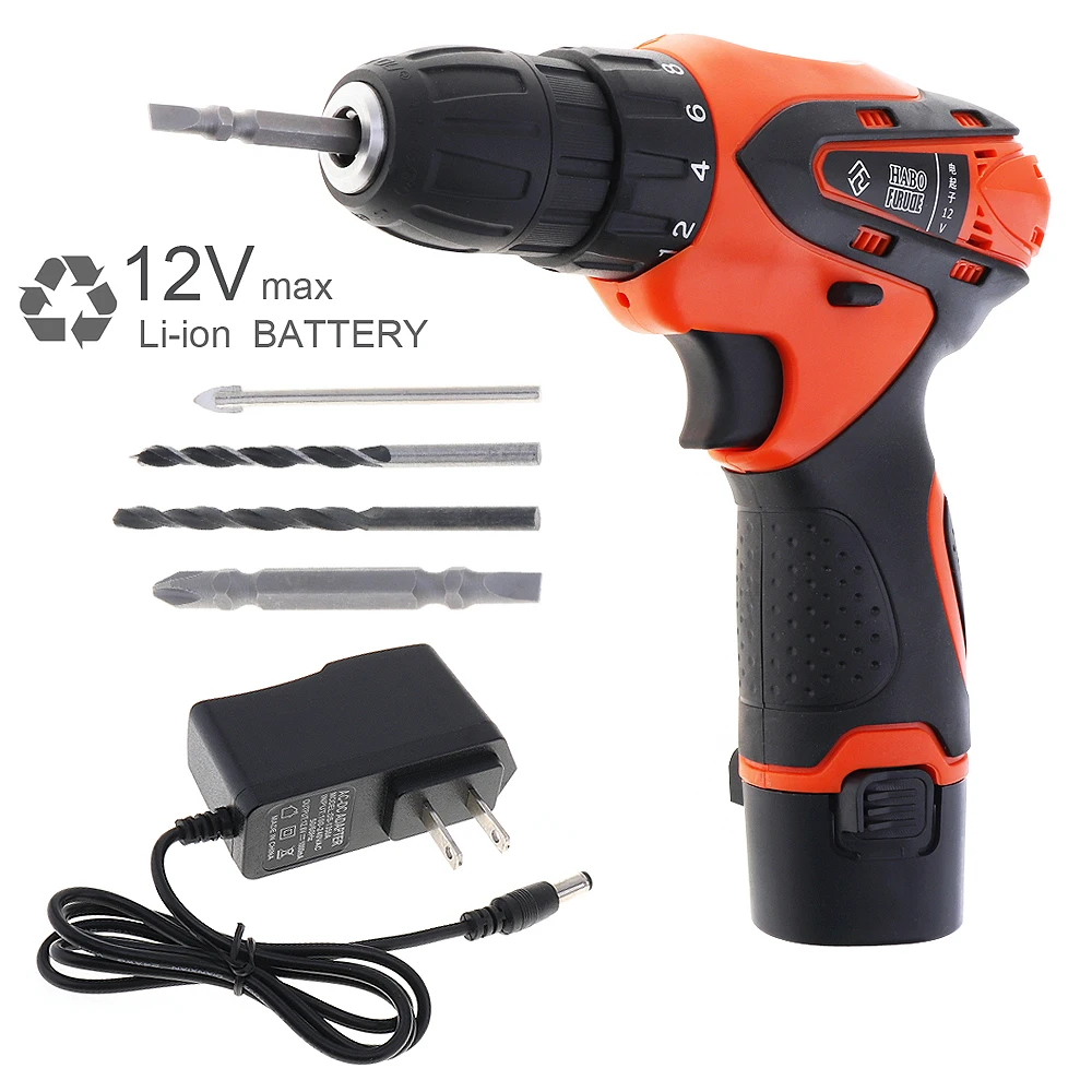 Cordless 12V Rechargeable Lithium Battery Electric Screwdriver with Rotation Adjustment Switch for Handling Screws Wood Drilling