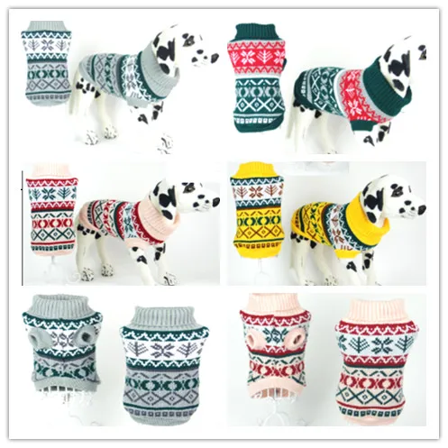 

Free shipping pet dog winter clothes apparel sweater Turtle neck classic pattern snow Mixed size 30pcs /lot
