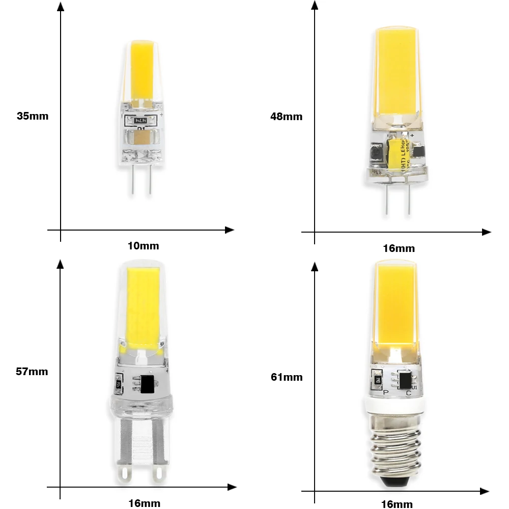 COB светодиодный светильник G4 G9 E14 AC/DC 12 В 220 В 3 Вт 6 Вт 9 Вт лампада светодиодный G4 G9 лампочка с регулируемой яркостью для кристаллического галогенного прожектора люстра