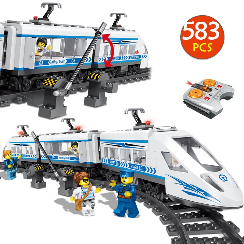583pcs Technic font b RC b font Building Blocks Compatibe LegoINGLYS City Remote Control Railway Station