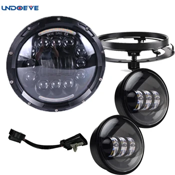 

Undoeve For motorcycles Round 1 pcs 7 inch Round LED Headlight +2pc fog light+ 1 pcs bracket