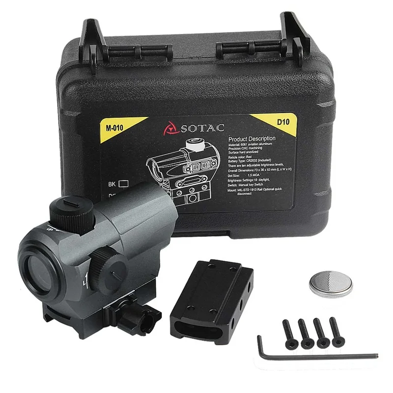 Tactical 1.5 MOA QD Red Dot Sight with Riser Mount 10 Brightness Settings fit Picatinny Rail for Hunting Airsoft (13)