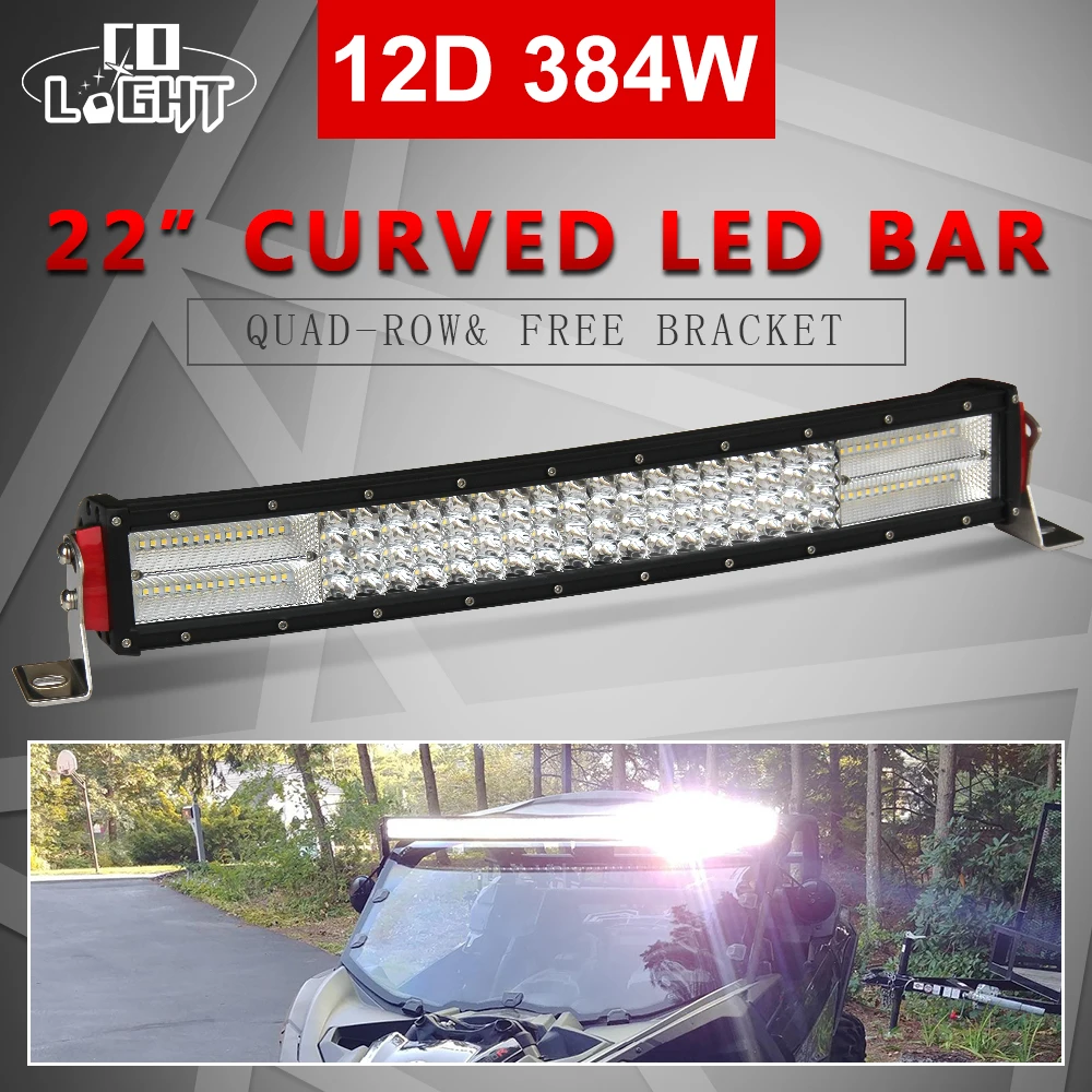 

O LIGHT Led Light Bar 12D 22" Curved Work Light 12V 384W 4-Rows for 4x4 Trucks ATV SUV Tractor Car Roof Offroad Driving LED Bar