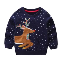 Littlemandy/свитер для девочек с рисунком оленя; рубашка для маленьких девочек и мальчиков; детские топы с длинными рукавами из хлопка; коллекция года; брендовая зимняя одежда для девочек