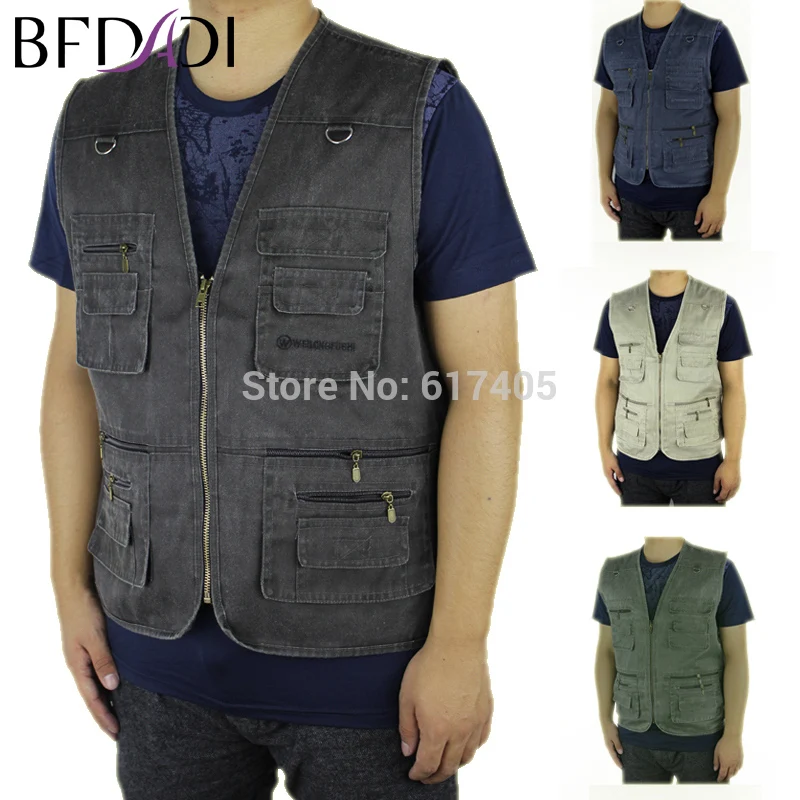 

BFDADI 2018 New Summer Men's Jacket Denim Vest Casual Multi-pocket Waistcoat Men Plus Size 6xl-10xl Free Shipping