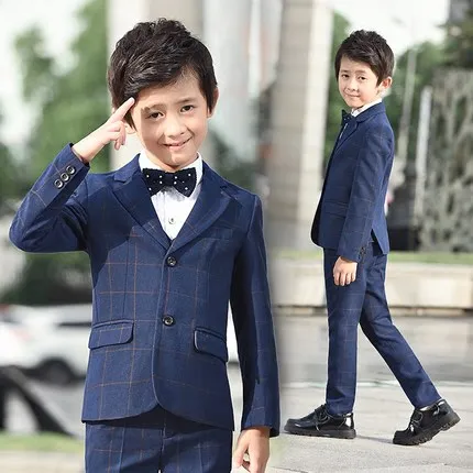 

4-11 Year Child Boys Formal Suits for Weddings Brand England Style Plaid Formal Party Tuxedos Kids Formal Suits