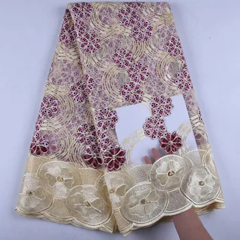 

New Arrivals African Wax Lace Fabric With Pearls High Quality Guipure Lace Fabric For Women Nice Dress Cord Lace Fabric 1005B