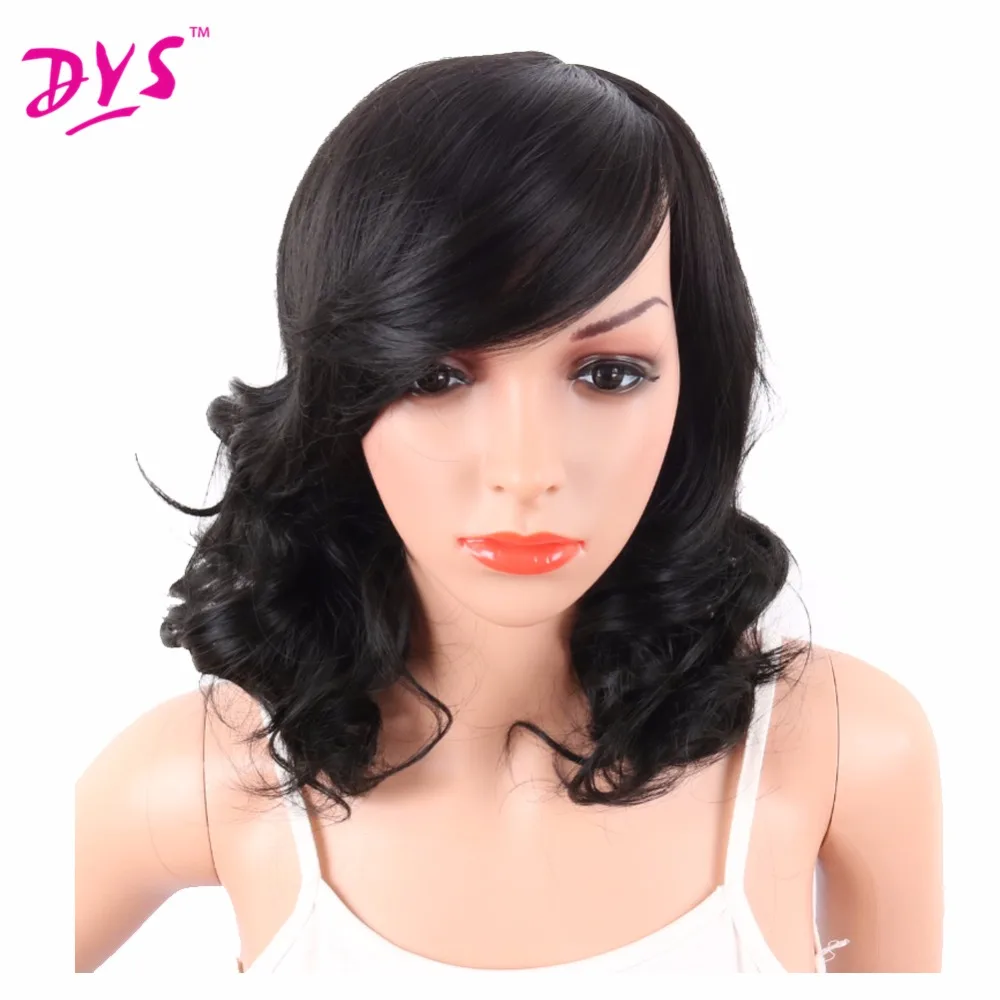 Deyngs Big Curly Synthetic Wigs with Bangs Japanese Kanekalon Fiber Heat Resistant Full Wigs for Women Girls Lady Natural Black (1)