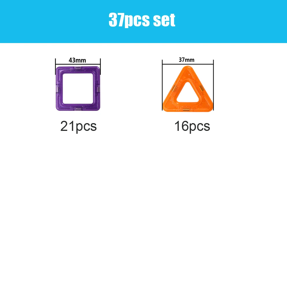 Мини размер 3D Магнитные строительные блоки игрушки Магнитный конструктор Строительный набор DIY Развивающие детские игрушки для подарков - Цвет: 37pcs set
