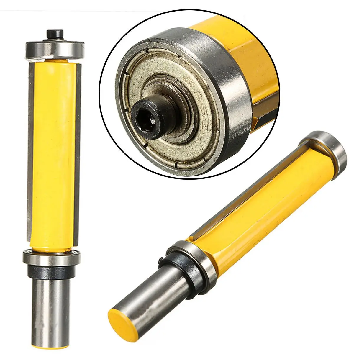 

1/2" Flush Trim Pattern Shank Router Bit 2-1/2" Length Carbide CNC Top & Bottom Bearing Milling Cutter For Woodworking Tool
