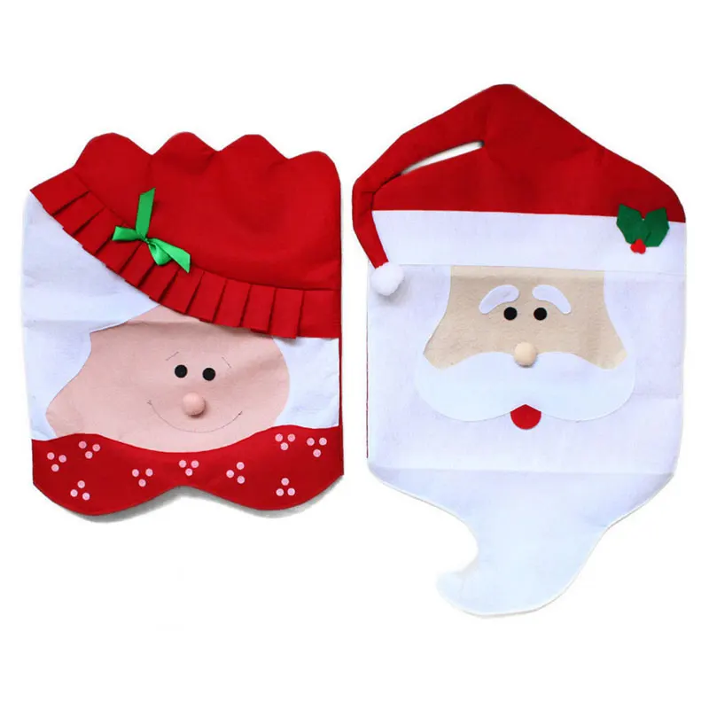 

2pcs/lot Mr Mrs Santa Chair Cover Christmas Set Decorations Xmas Seat Cover Festive Christmas Backrest Deco Home Decoration