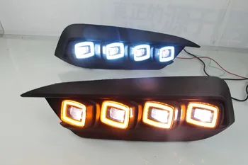 

eOsuns led drl daytime running light for Honda civic 10th 2016-2019 with moving yellow turn signals and blue night running light