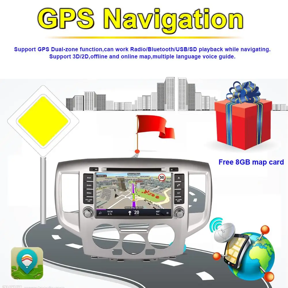 Cheap 8 Inch Android 8.0 Octa Core 4GB RAM Car GPS Navigation For Nissan NV200 2009- Car Radio Stereo DVD Multimedia Player WIFI 6