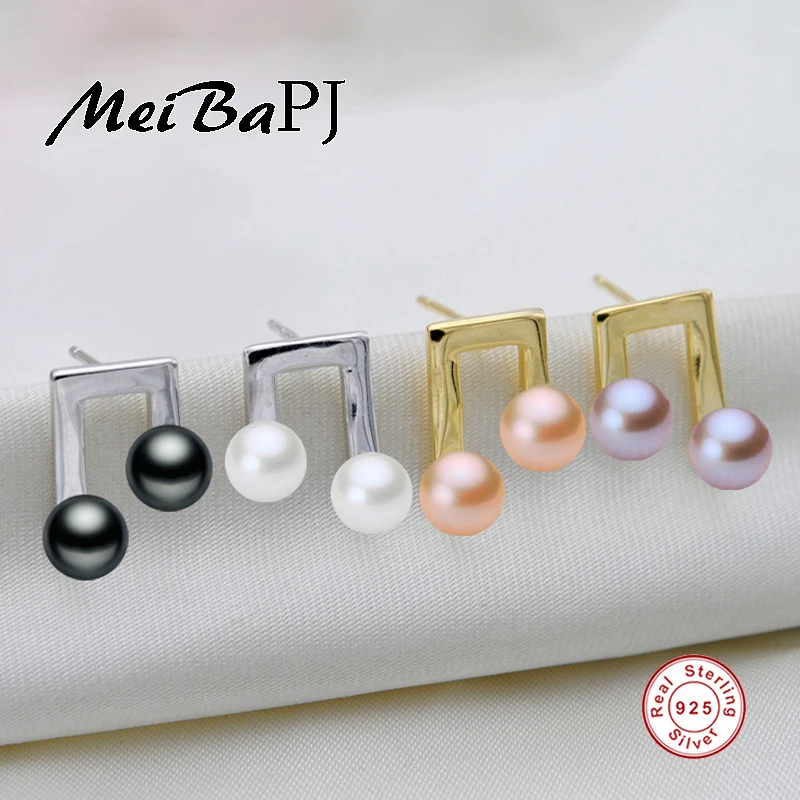 Серьги с натуральным жемчугом для женщин, высокое качество, серебро 925 пробы, музыкальные нотки, серьги, модный речной жемчуг, ювелирные изделия